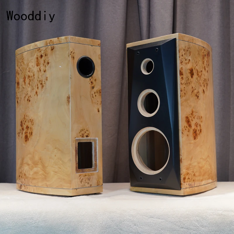 Wooddiy 6.5 Inch One Pair Speaker Cabinet Empty Box Three-way Classic Style Speaker Birch Plywood Baltic Waist Drum Radian Gloss