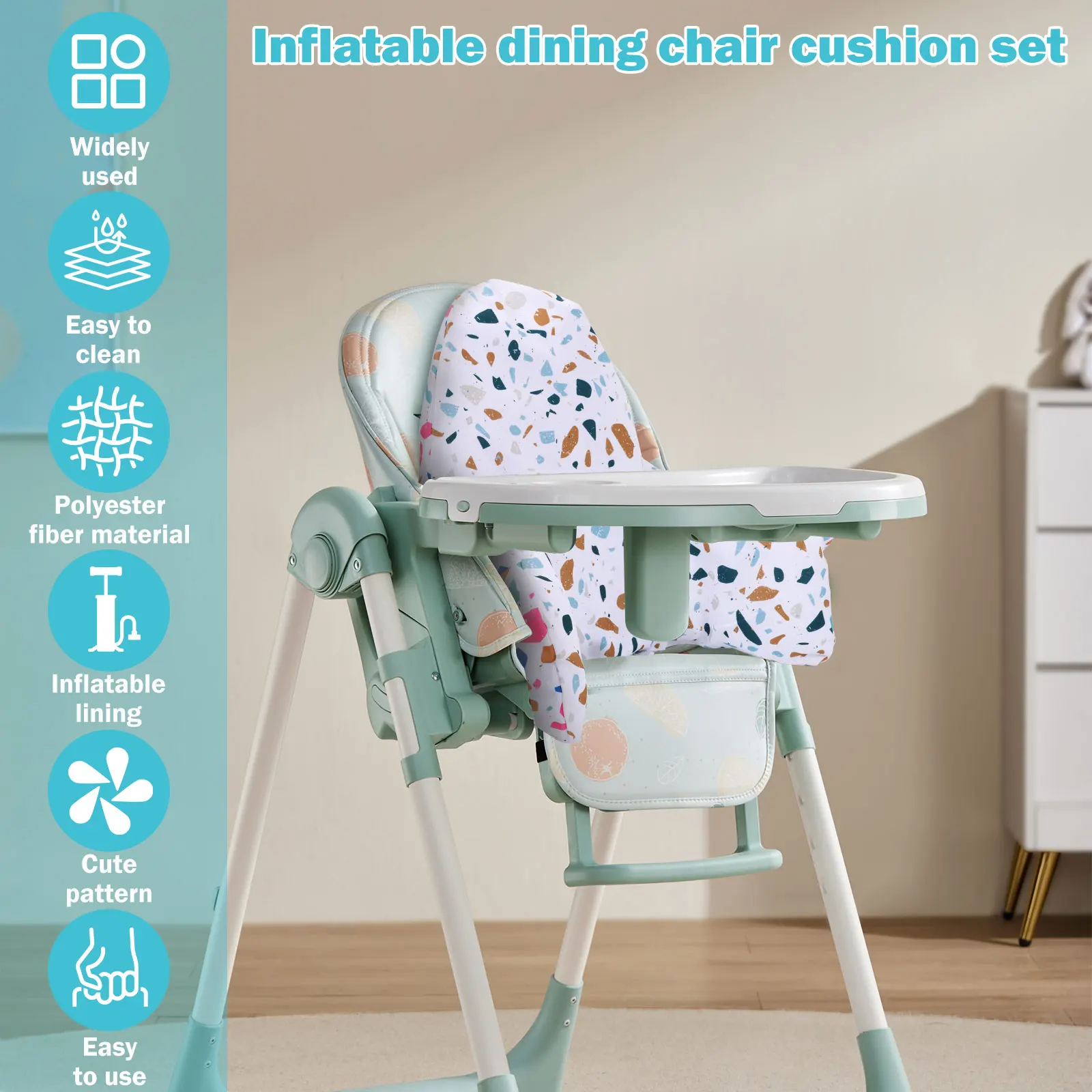 وسادة كرسي مرتفع للأطفال قابلة للنفخ، كرسي طعام، أريكة تغذية خلفية، غطاء مقعد للرضع، لطيف ومريح للجلوس للدعم