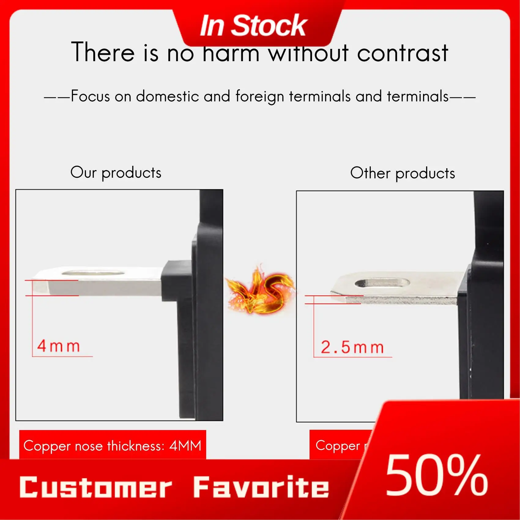 AT03 Top 200A Dedicated Terminal Block, Suitable For All-Copper Solar Connector 4000W Brass Inverter Battery Terminal
