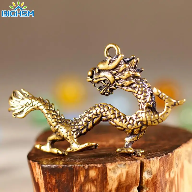 Chinese Beast Dragon Statue Bronze Figurine Ornaments Antique Copper Mythical Animal Miniature Collection Home Decoration Craft