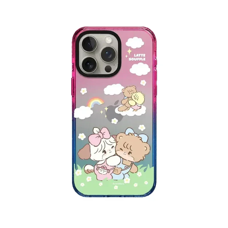 Cute Cat Girl 2.5 Acrylic Gradient Border iPhone 12 13 14 15 Pro Max Protective Case