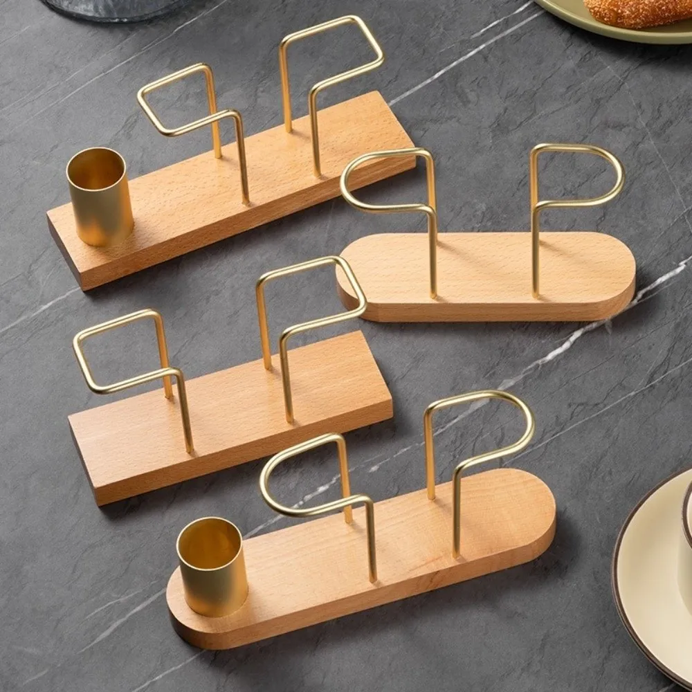 Wood Wooden Tissue Paper Holder Metal Elegant Design Toothpick Dispenser Multifunction Space-saving Desktop Organizer