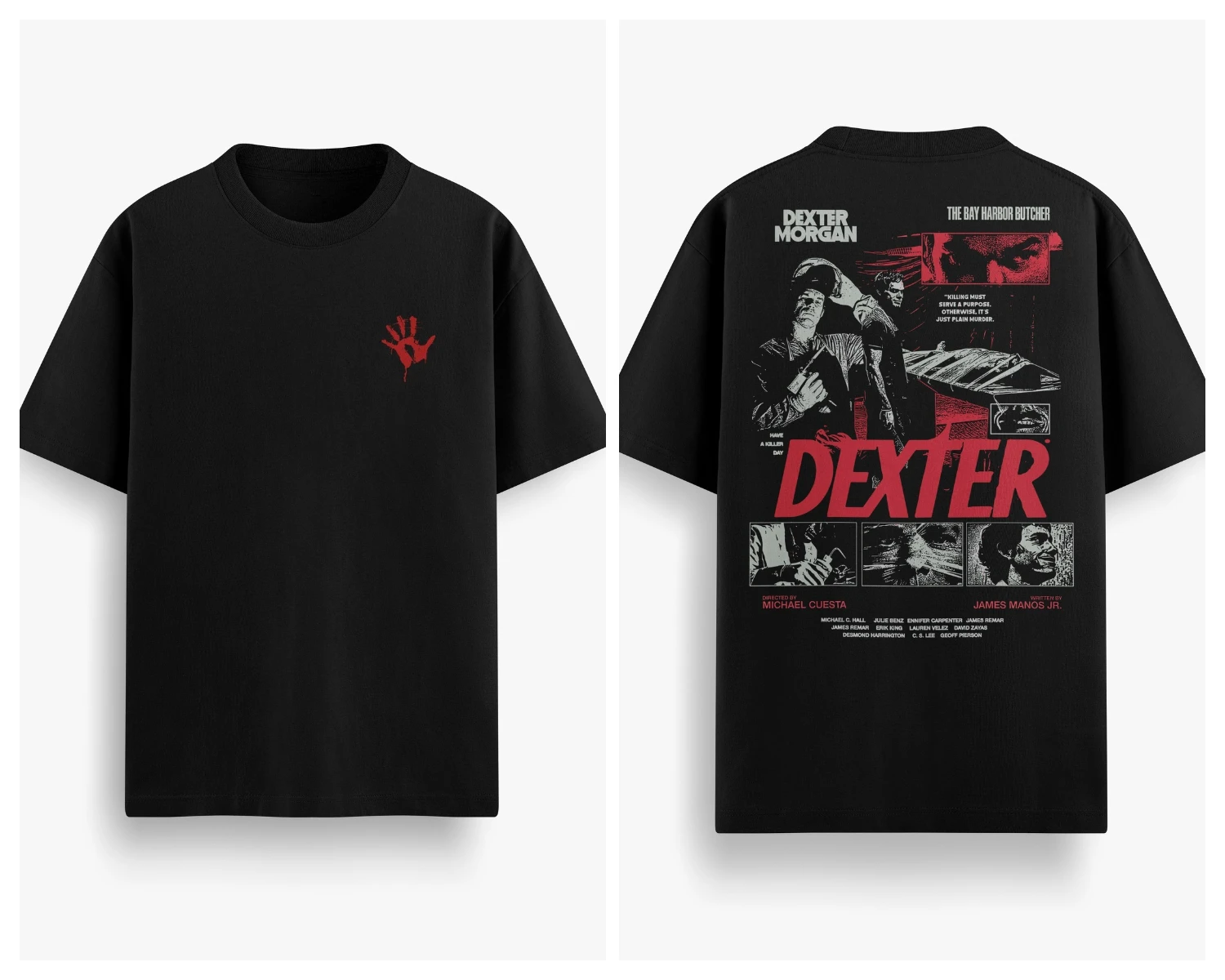 تي شيرت كاجوال قطني ريترو تي شيرت كلاسيكي من المسلسلات التلفزيونية Dexter تي شيرت كاجوال أنيق كبير الحجم ملابس الشارع للجنسين