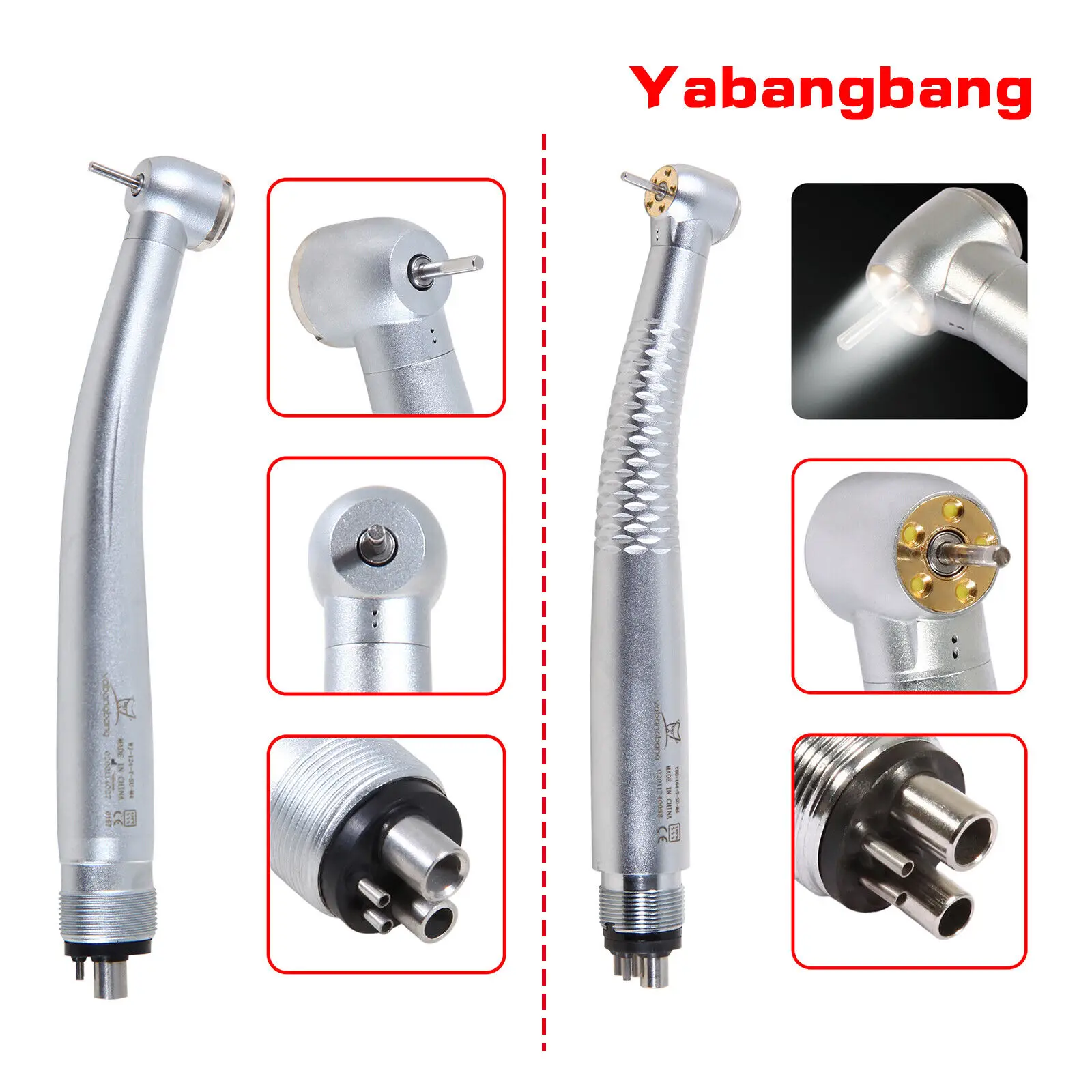 Dental High Speed Large Head Turbine/5 LED Lamp E-generator High Speed Handpiece 2/4Hole Fit Nsk Pana Max