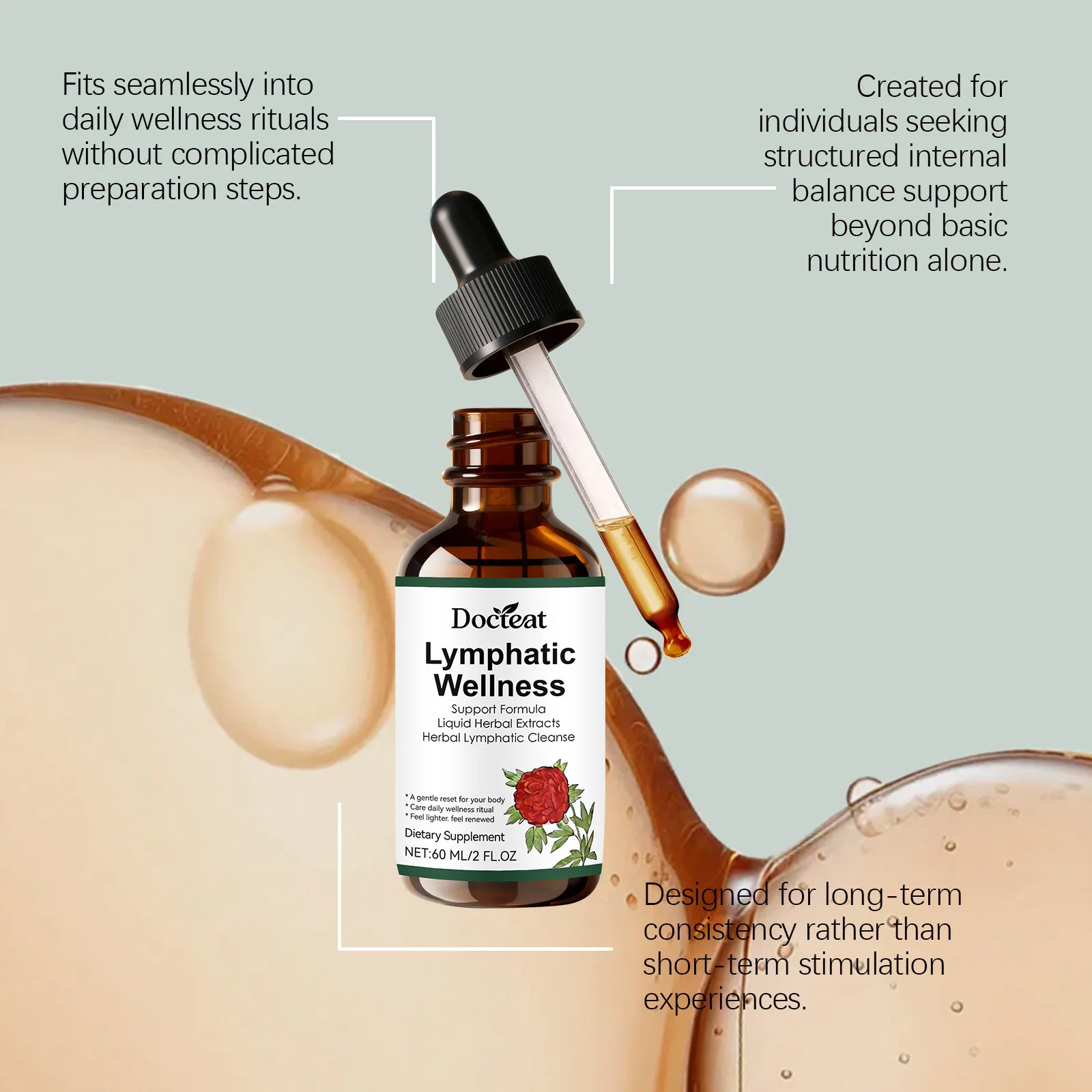 Natural Lymphatic Support Herbal Drops Lymph Node Detox Drainage Liquid Reduce Lymph Blockage Body Immune Health Care Tincture