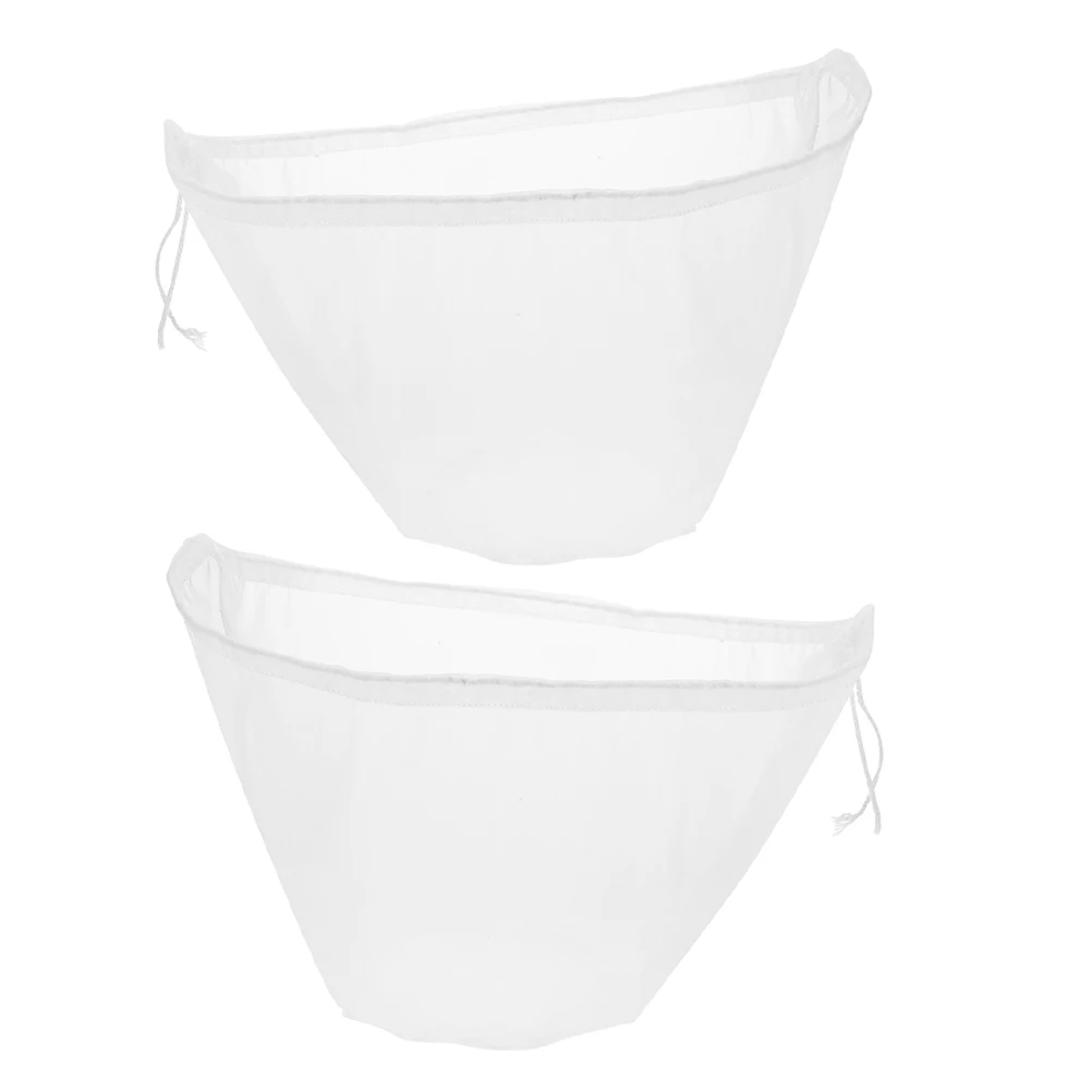 

2pcs Food Strainer Fine Mesh Soybean Milk Filter Reusable Drawstring Closure Draining Bag For Juice Brew Light