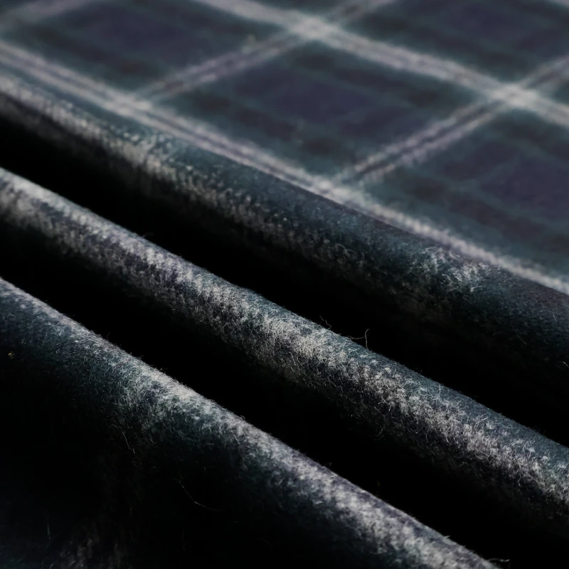 Special offer on imported British-style items Navy blue thick plaid wool fabric Large clothing jacket fabricA