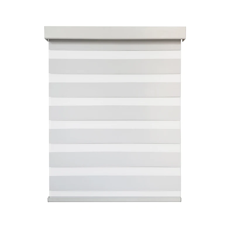 Double Layer Cordless Zebra Blinds Motorized Day And Night Grey Luxury Curtain Fabric Shade Roller Zebra Blind