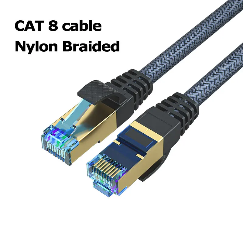 High Flex Cat 8 Ethernet Kabel Heavy Duty High Speed Internet Netwerkkabel 26awg Netwerkkabel, 40Gbps 2000Mhz Sftp Patchkabel