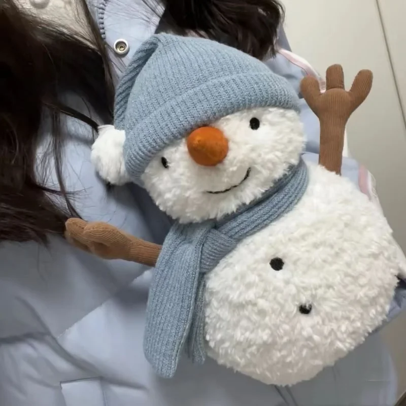 

25cm Super Cute Sammy Snowman Plush Toy Cute White With Diy Scarf Hat Wnter Snowman Placating Doll Send Children Birthday Gift