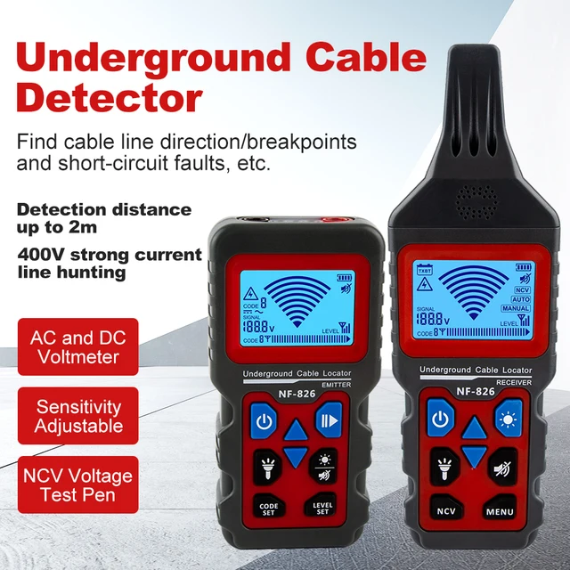 Noyafa NF-826 Tester kabli podziemnych Anti-interferencyjny lokalizator kabli Lokalizator kabli wysokiego i niskiego napięcia Detektor rur podziemnych