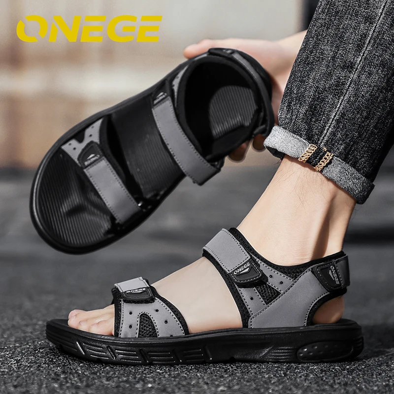 A Pair of Men's Simple Summer Sandals, Wear-Resistant, Non-Slip Beach Shoes, Non-Slip Outdoor Anti-Odor Slippers, Simple, Trendy, Comfortable and Sporty