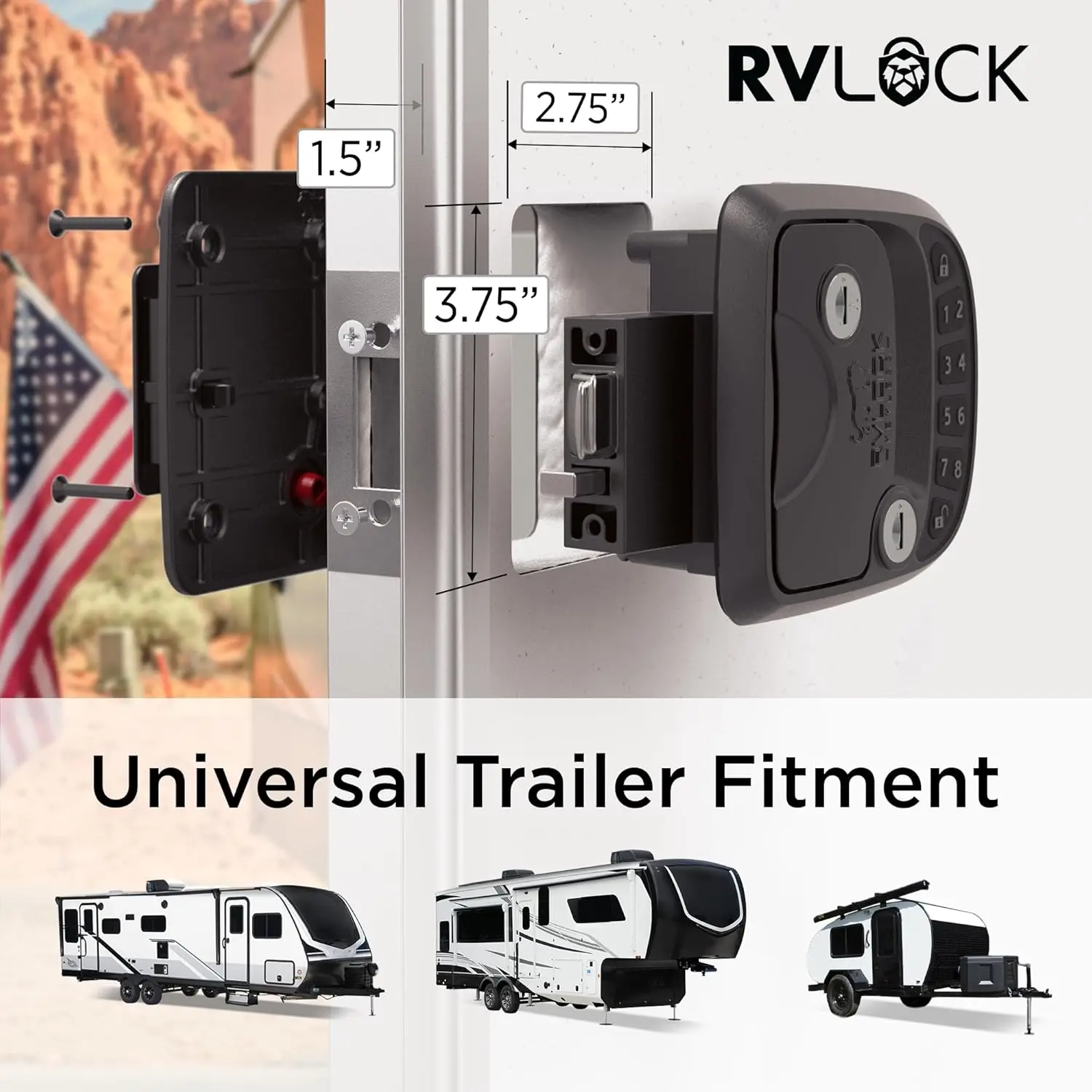 Compact Keyless RV Door Lock with Remote, Secure Camper Latch Replacement for Trailers, Durable Entry System
