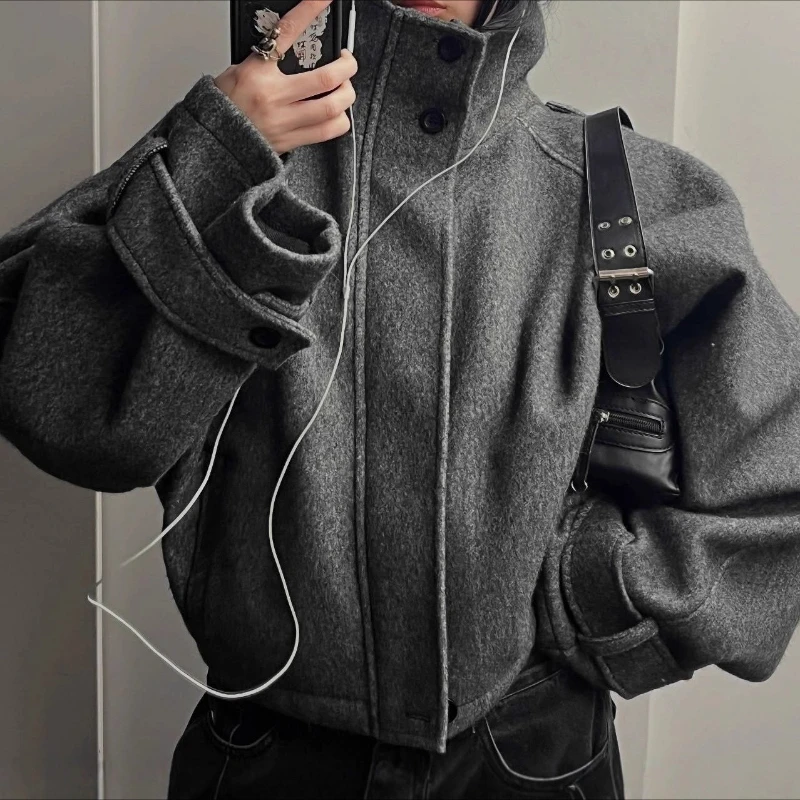

Korean Loose Stand-up Collar Short Women's Woolen Coat in Autumn and Winter 2025