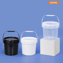 4L Round Empty Plastic Bucket with Handle and Lid High Quality Food Grade Packing Container Leakproof PP Bucket 1Pcs