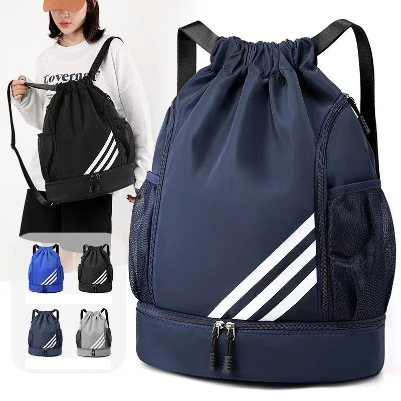 Minimalist Lightweight Sports Drawstring Backpack,Striped Large Capacity Swing Storage Bag,Unisex Simple Design Travel Bags