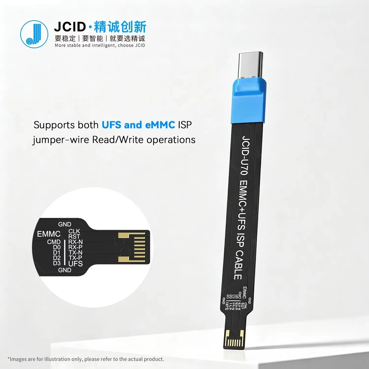 JCID U70 UFS EMMC ISP Cable FPC SATA Dual Connection Jumper Wire Data Repair Tools Set for UFS EMMC Chip Read Write Operation