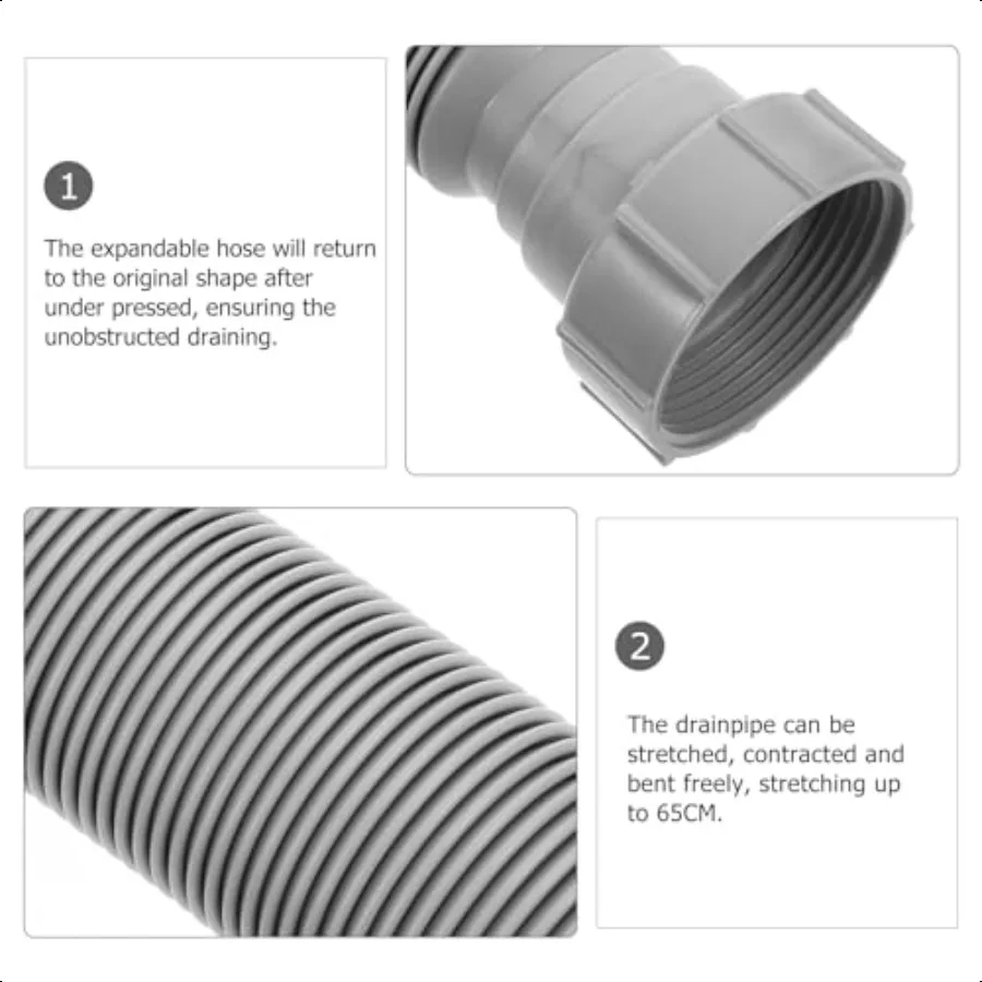 2 шт. гибкая сливная труба, расширяемый шланг, регулируемый гибкий удлинитель шланга, сливная труба для раковины, умывальник для ванной комнаты, Т-ловушка для кухни