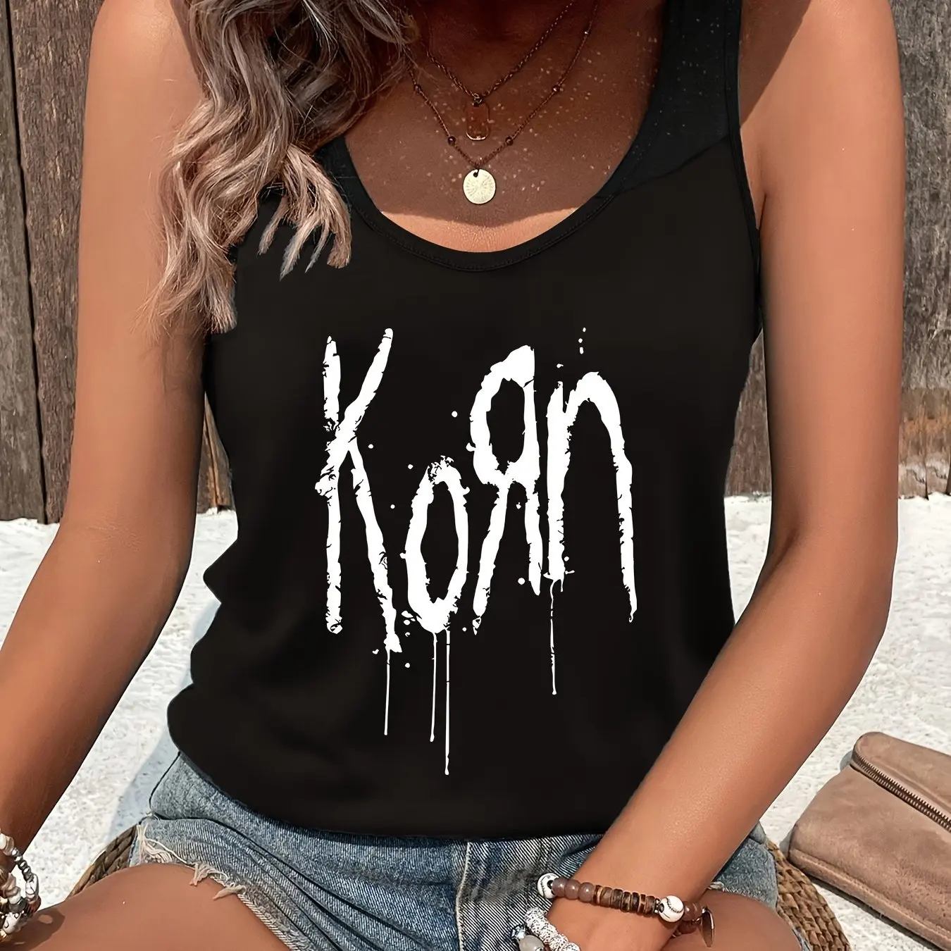 printed Summer women's loose and personalized dream catcher mesh printed vest top T-shirt comfortable sleeveless