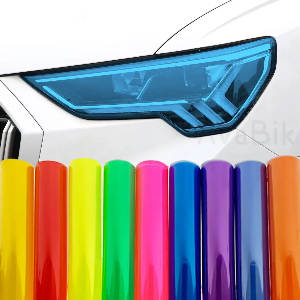 سيارة العلوي فيلم حماية الأزرق تينت فيلم مادة البلاستيكية اللون تغيير الفينيل التفاف احباط الضوء الخلفي ملصق لتصفيف السيارة