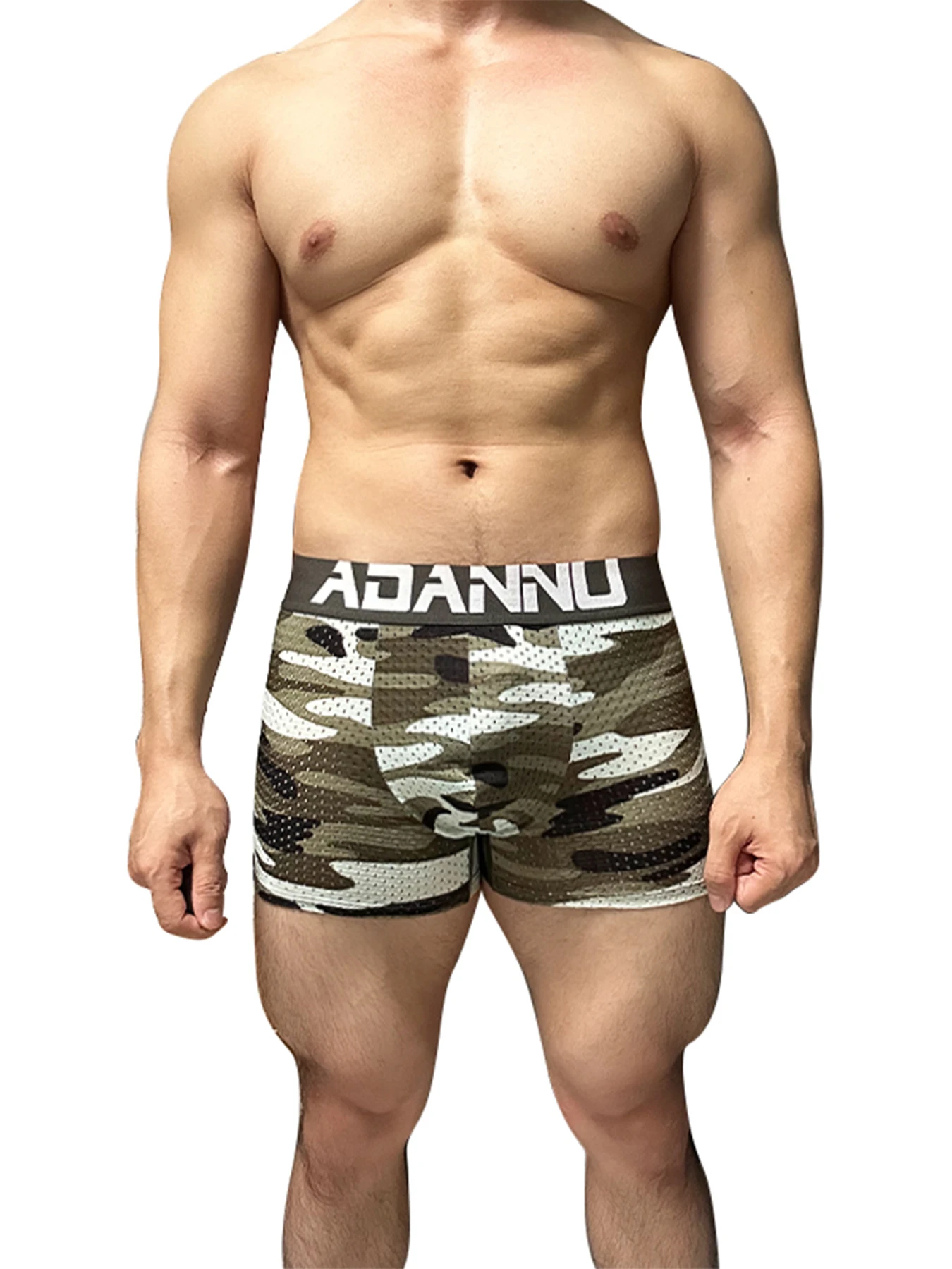 Men's Boxers Hip Raise Sexy Underwear Camouflage Sports Breathable Mesh Hip Pad Boxer Fake Ass Hips Shorts Plus Hip Pad Trunks M