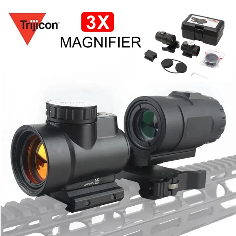 

Trijicon MRO HD Reflex Red Dot Sight & 3X Magnifier Combo Quick Release Flip-To-Side Mount Rifle Picatinny Rail Cowitness Hight