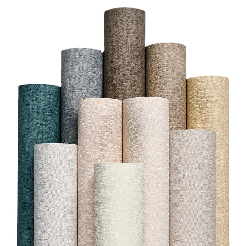 Solid Color Wallpaper Retro Nostalgic Industrial Style,Coffee Living Room Bedroom Hotel Featuring Linen Texture Wallpaper Обои