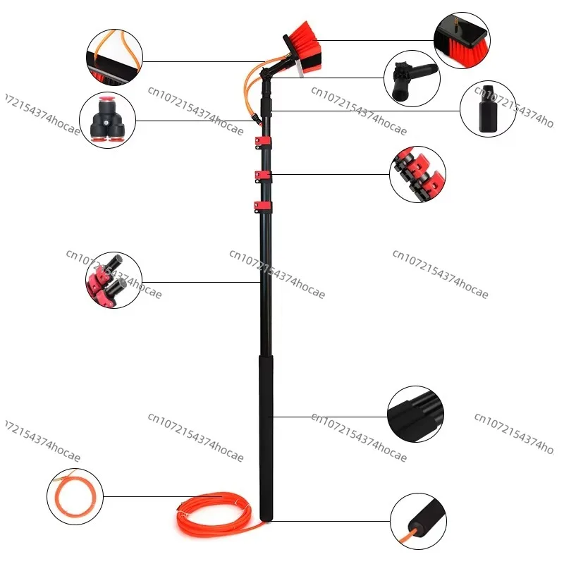 Suitable for Aluminum Water Poles, Retractable 6 Sections, Customizable Length, for Solar Panel Window Cleaning System