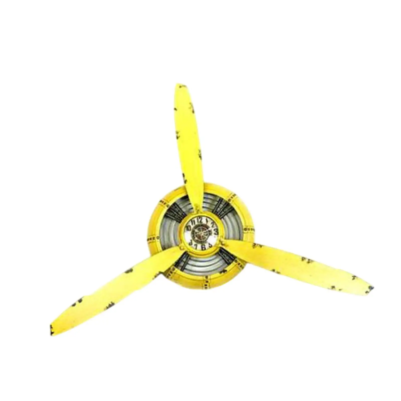 Airplane Propeller Wall Clock Metal Vintage Design Decorative Wall Art Hanging Clock for Home Bar Cafe