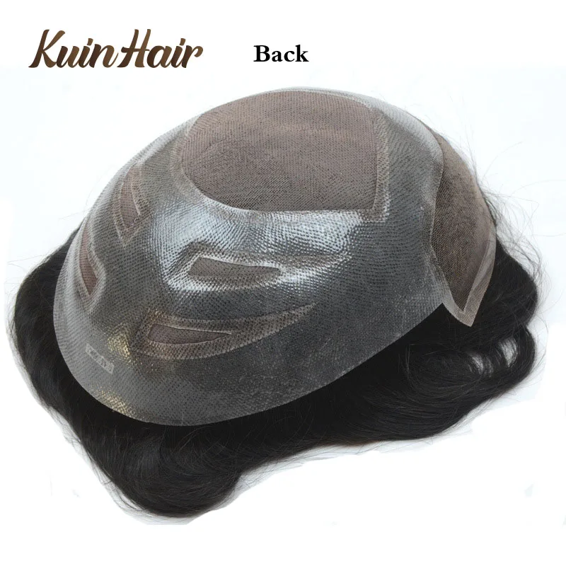VERSALITE Men Toupee Swiss Lace&PU Breathable 100% Indian Remy Human Hair Natural Hairline Hairpiece Men\'s Capillary Prosthesis
