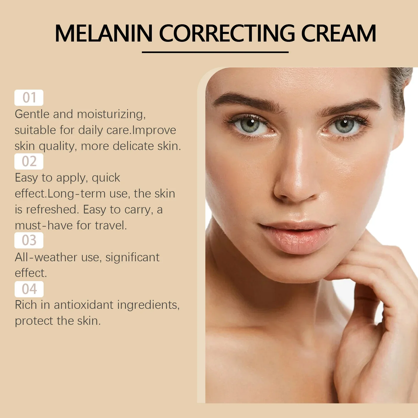 Crème Correctrice à la Mélanine pour le Visage, Anti-Taches de Rousseur, Éclaircissante, Hydratante, Niacinamide