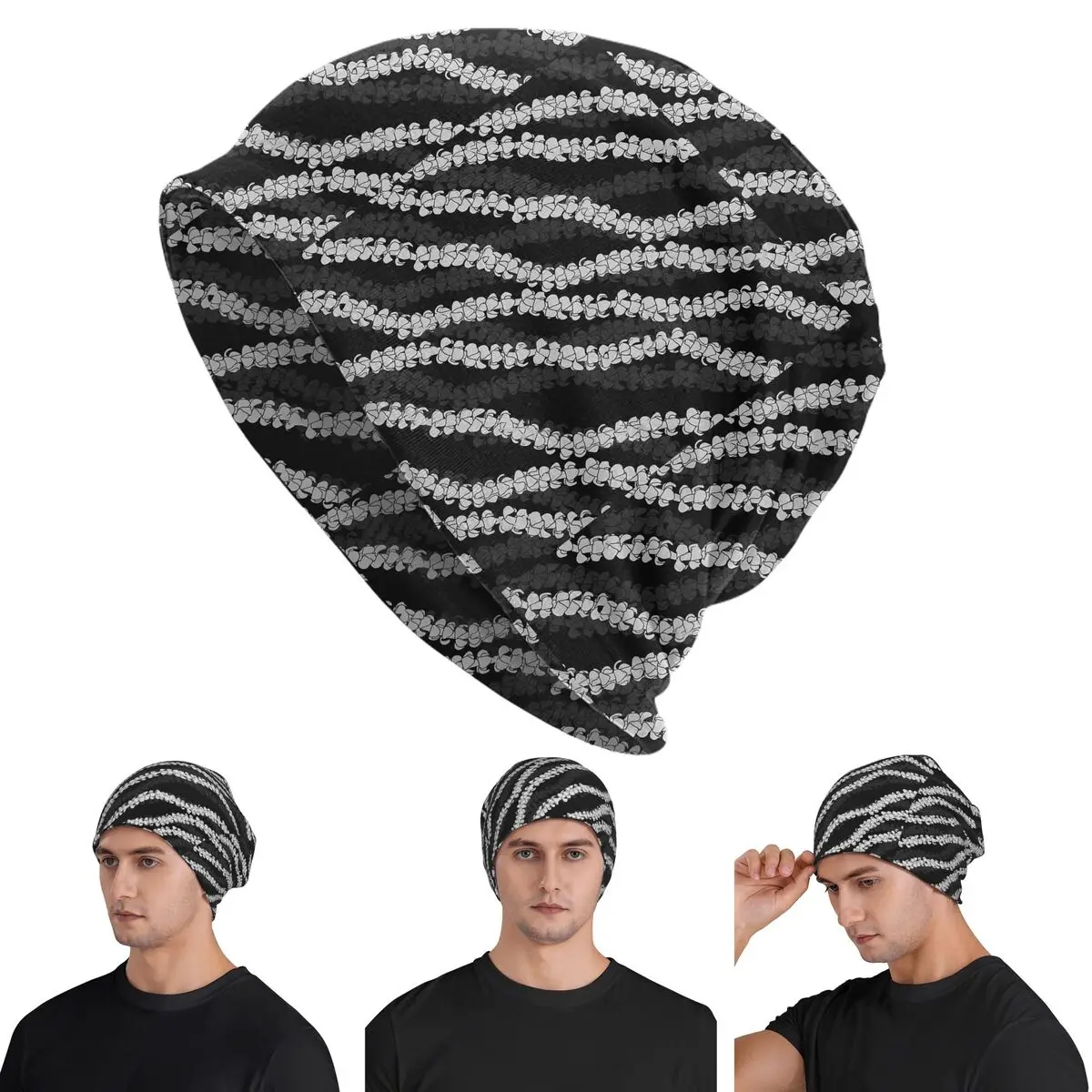 Puakenikeni Single Leis On Turquoise Warm Knitted Cap Hip Hop Bonnet Hat Autumn Winter Outdoor Beanies Hats for Unisex Adult