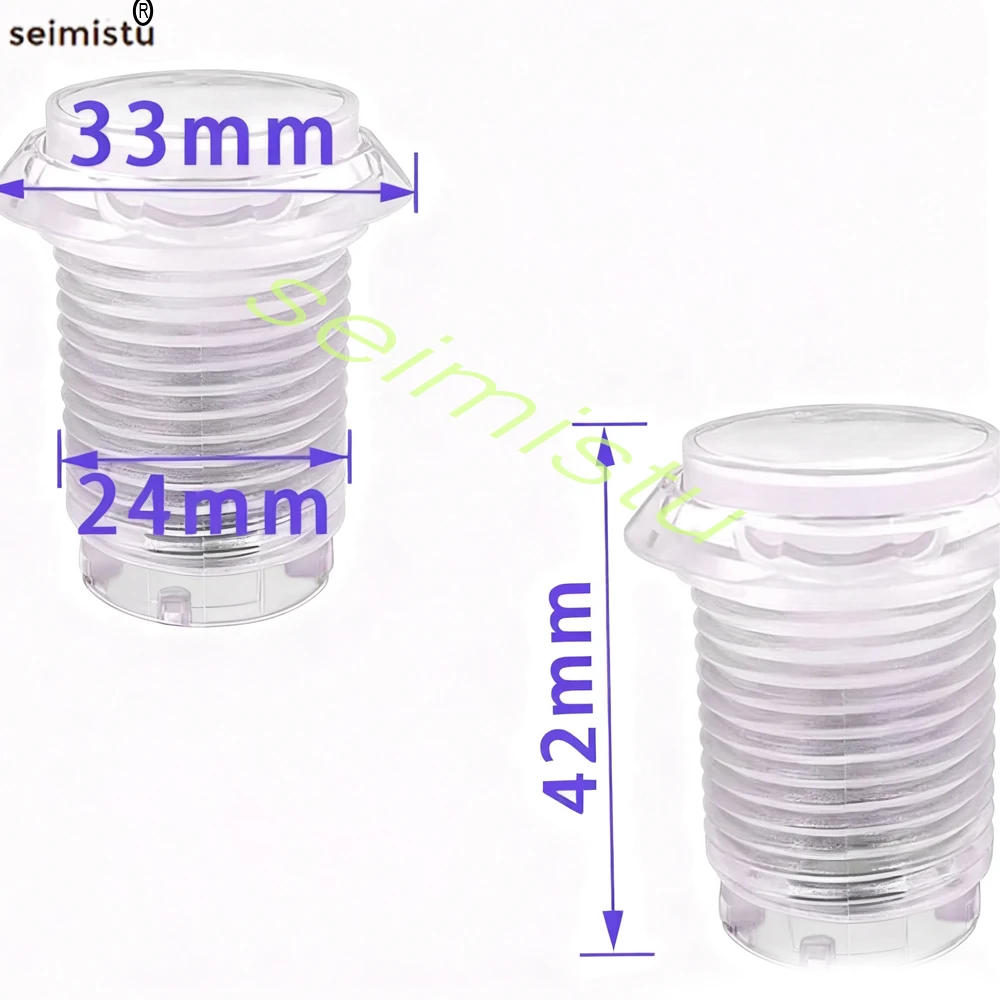 5V 12V Licht Push Button 33mm Led Beleuchtet Klar Kunststoff Für Münze Arcade Joystick Spiel Null verzögerung Diy Teile Verkaufsautomat – Detail 4