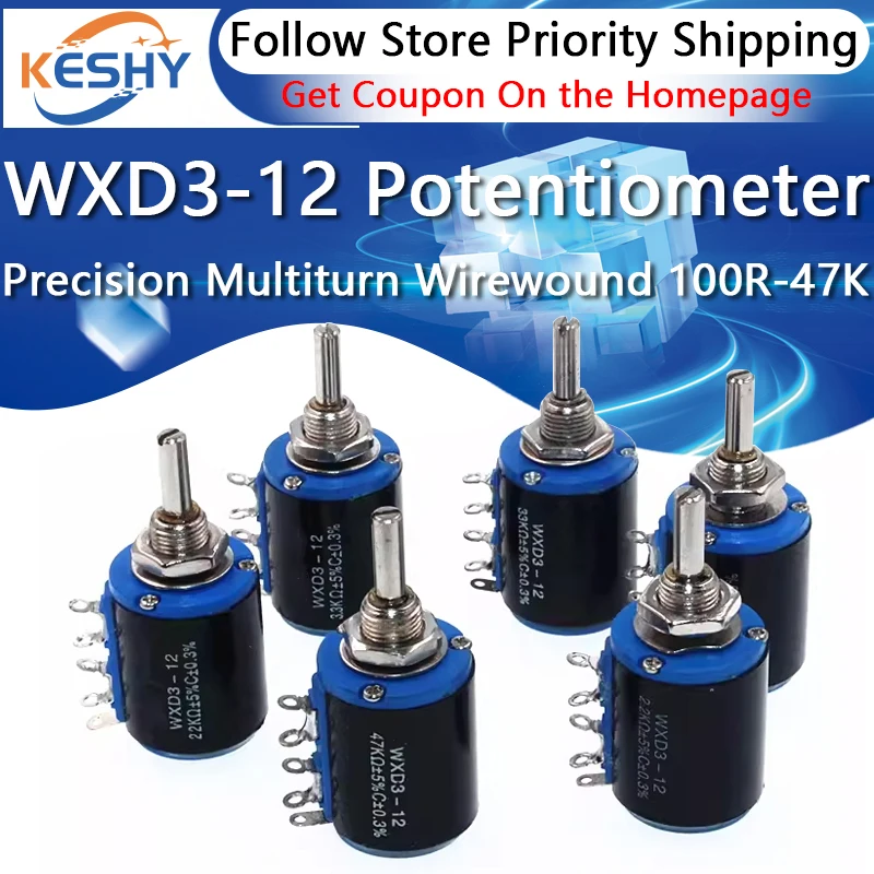 

WXD3-12-1W Precision Multiturn Potentiometer 100 220R 470R 1K 2K2 3K3 4K7 5K6 10K 22K 33K 47K WXD3-12 1W Wirewound Potentiometer