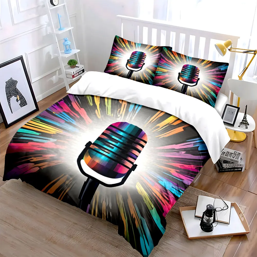 Colorful Microphone Set for Studio Multiple sizes kid's and adults' bedroom Exquisite 3PC bedding set, gift