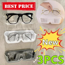 New 3/2/1PC High End Glass Display Cabinet Glasses Storage Box Wall Mounted Perforated Free Sunglasses Storage Rack Home Tidying