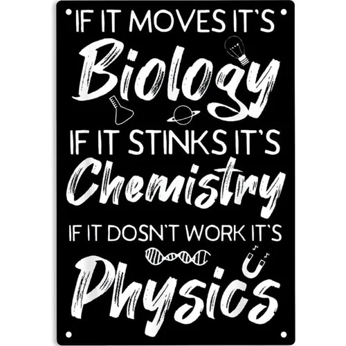Funny Physics Metal Tin Sign Science Poster for Home Office Bedroom Wall Decor