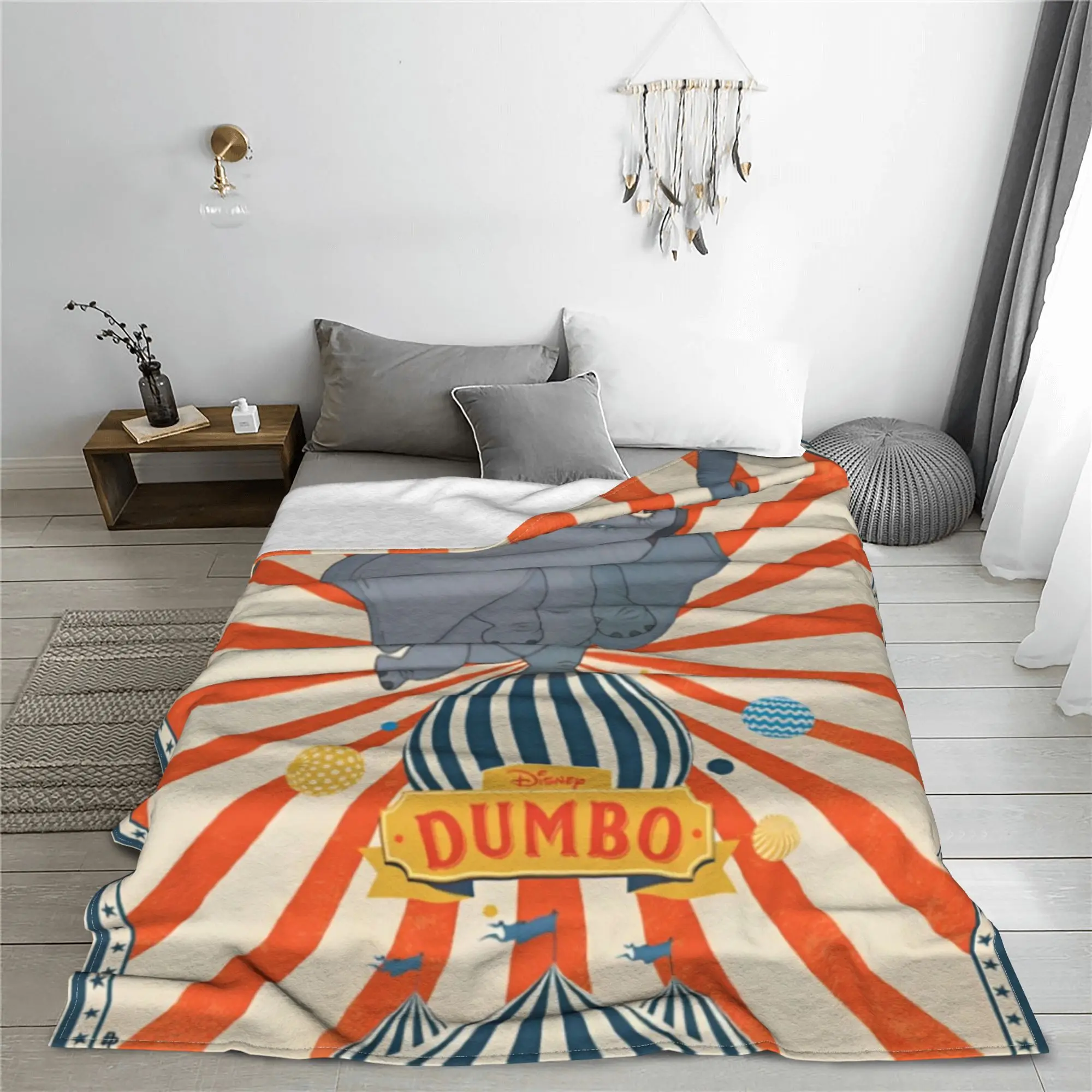 Dumbo Cartoon Cute Elephant Blanket Fleece Anime Funny Lightweight Throw Blanket for Bedroom Sofa Bed Rug