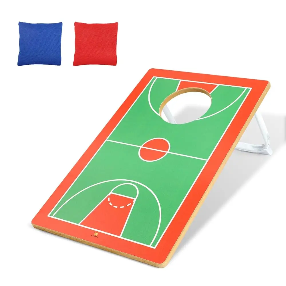 

Набор для игры в корнхол для баскетбольной площадки, 1 шт., деревянная доска 20x12,5 дюймов, 2 мешочка с наполнителем, для игры в помещении и на улице, для газона и двора, F