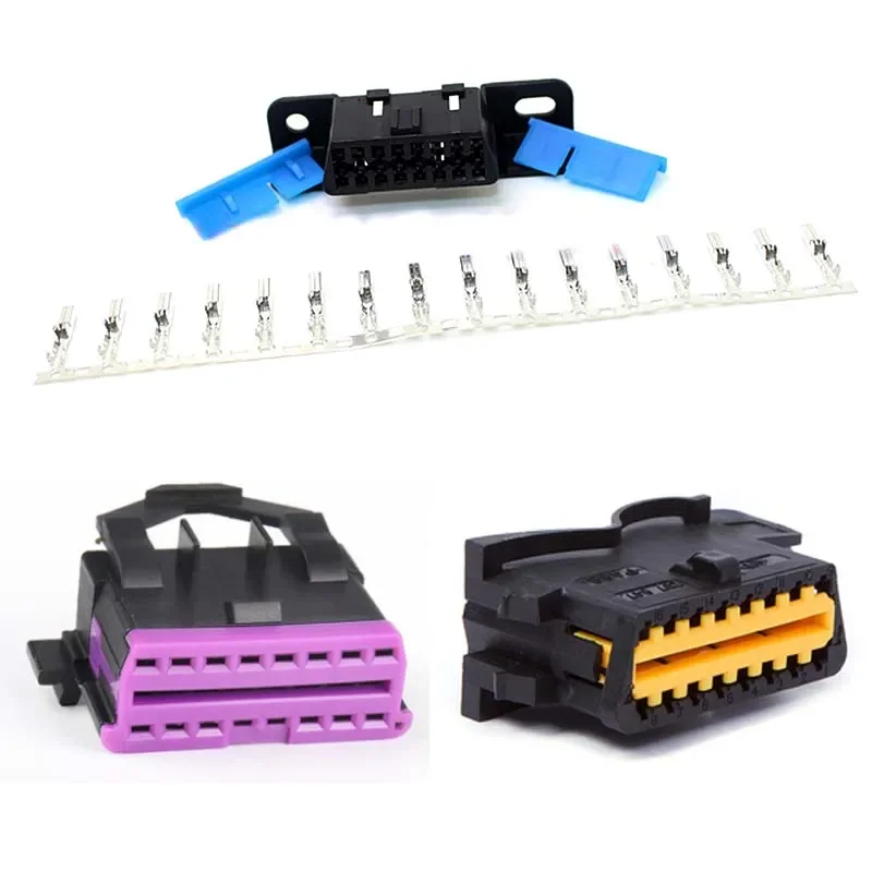 16 Hole Assembly Plug Automotive J1962 OBD 16 Pin Female Socket Auto Diagnostic Plug Wiring Harness Connector for VW Audi Volvo