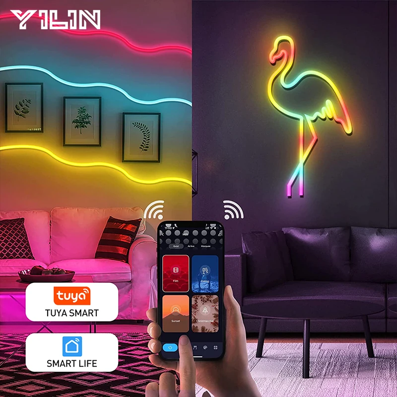 RGBIC Neon Light with WIFI Neon Rope Light DIY Light Bar APP Control Music Sync TV Backlight Game Living Room Bedroom Decoration