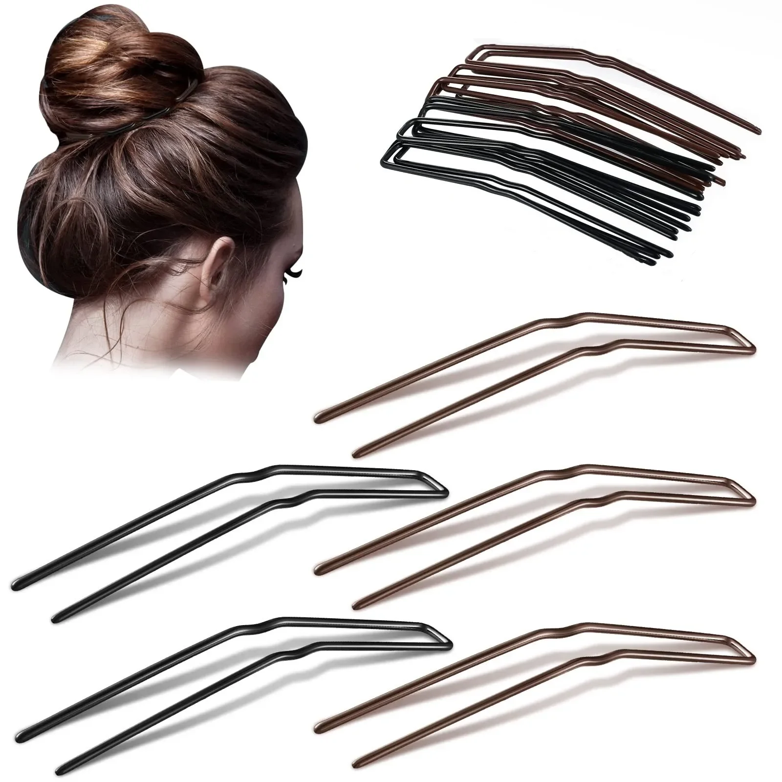 U Shaped Hair Pins Ballet Bobby Pins Metal Curved Hair Styling Pins for Updo for Women Girls Thick Thin Long Curly Hair Black