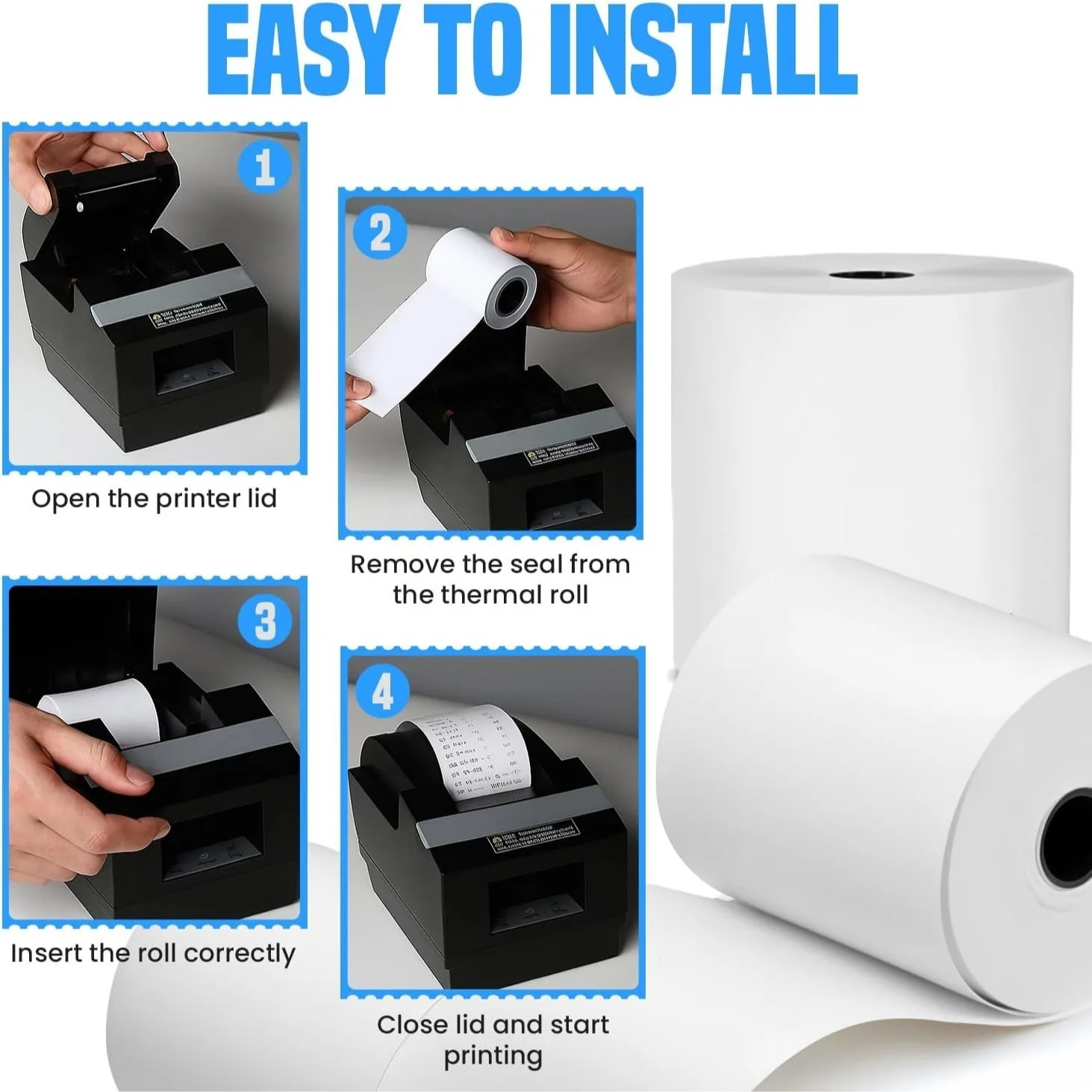 2Rolls 80x80 Thermal Rolls Paper Receipt Till Rolls - Premium Quality, Long-Lasting, Fast-Printing, For Most Thermal Printer
