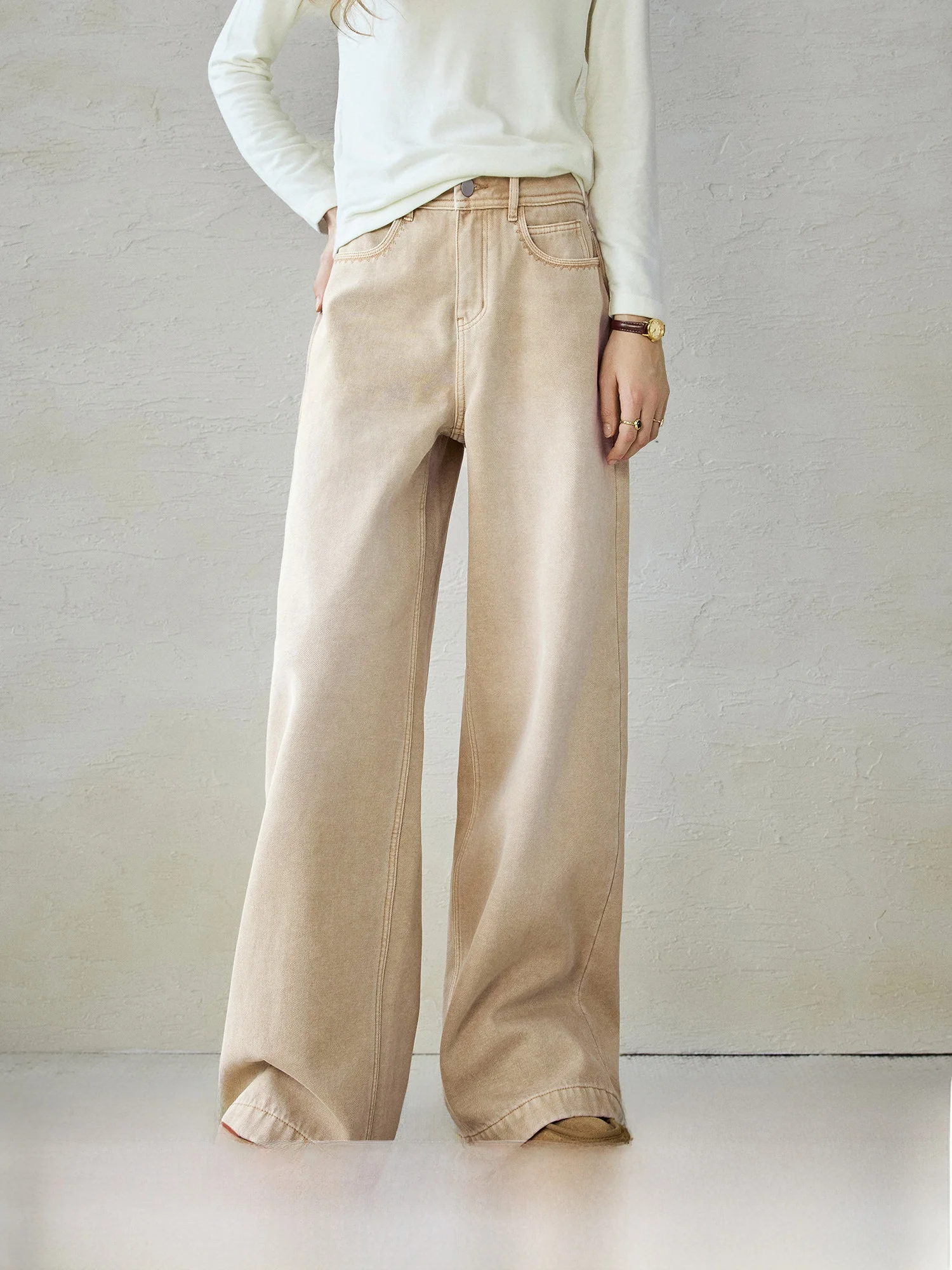 

Джинсы прямого кроя с бархатной подкладкой для женщин, весенние длинные брюки, теплые, винтажные, из хлопка, на молнии, с завышенной талией