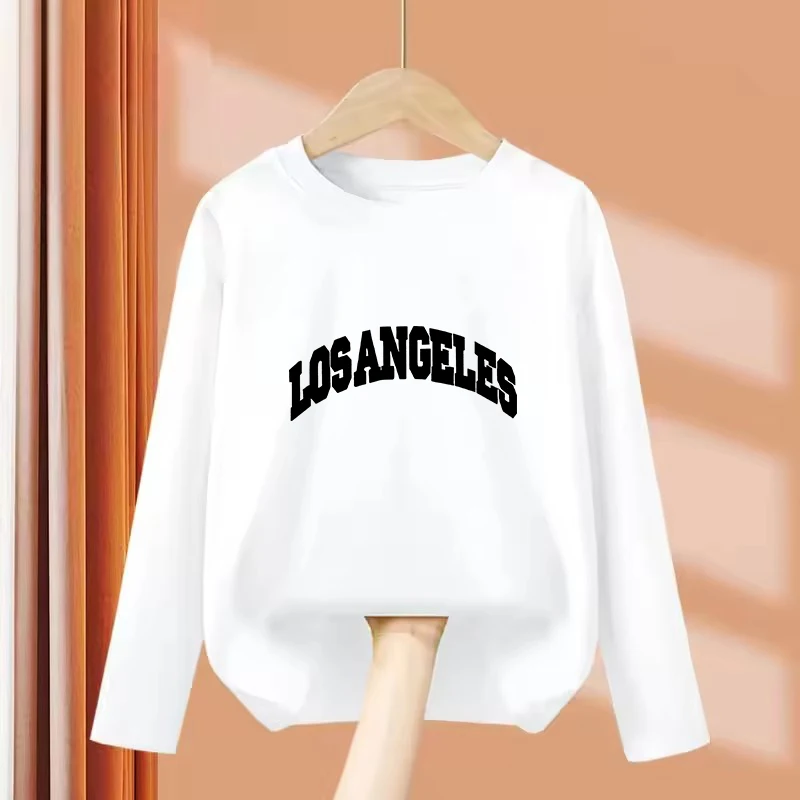 Long Sleeve Casual Los Angeles Y2k T Shirts Printed Kids Children's T-shirt Boys Girls Summer Spring Top Tee Shirt