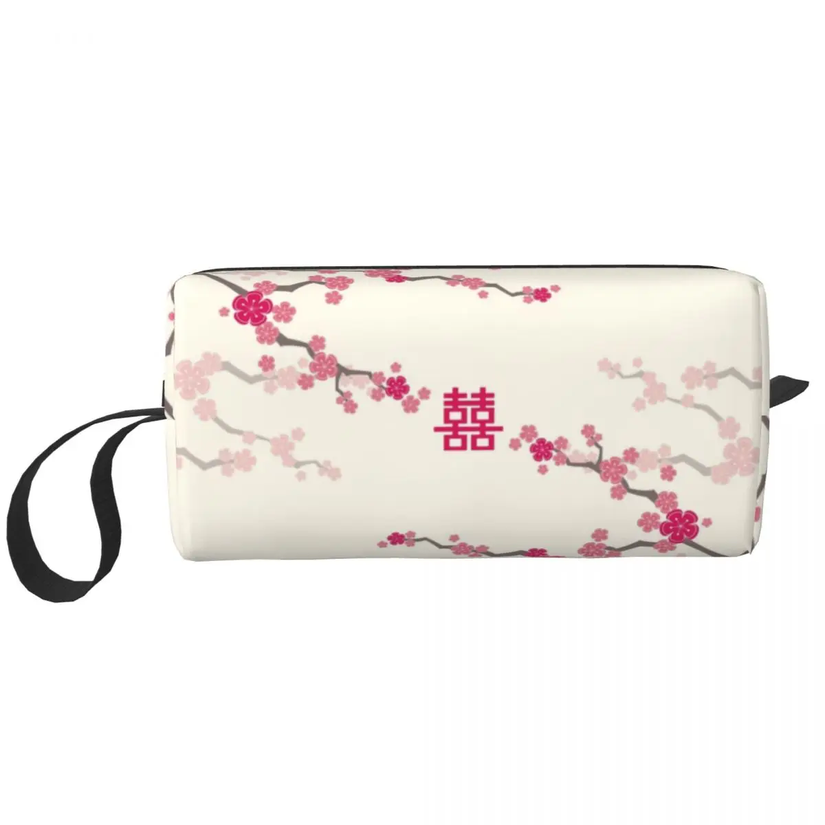 Cherry Blossoms On And Chinese Wedding Double Toiletry Bag Japanese Sakura Makeup Cosmetic Beauty Storage Dopp Kit Box