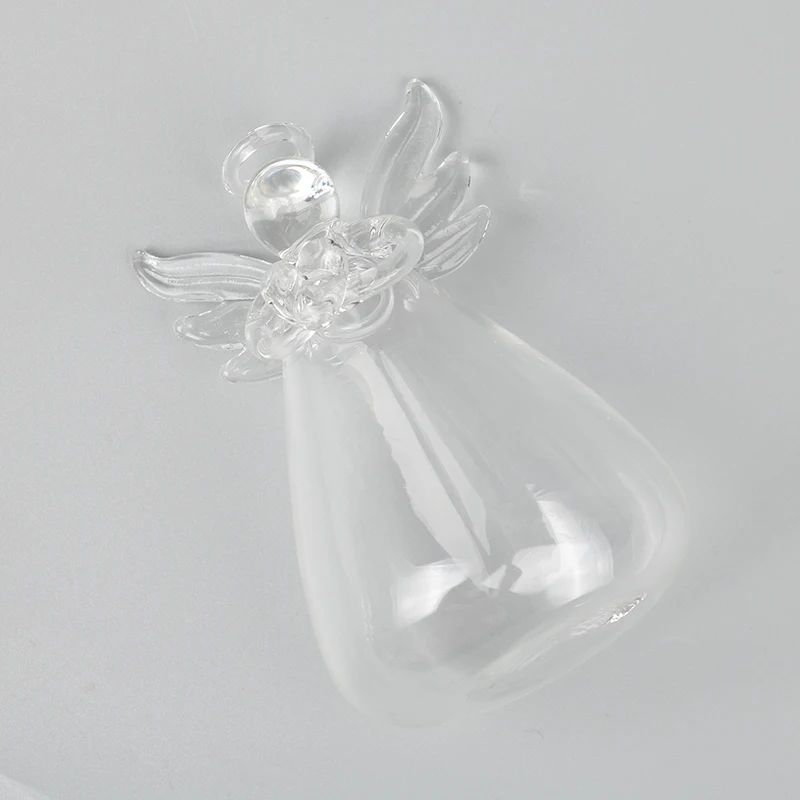 1Pc Angel Shaped Glass Flower Vase Hanging Plant Vase Transparent Planter Pot Garden Decor