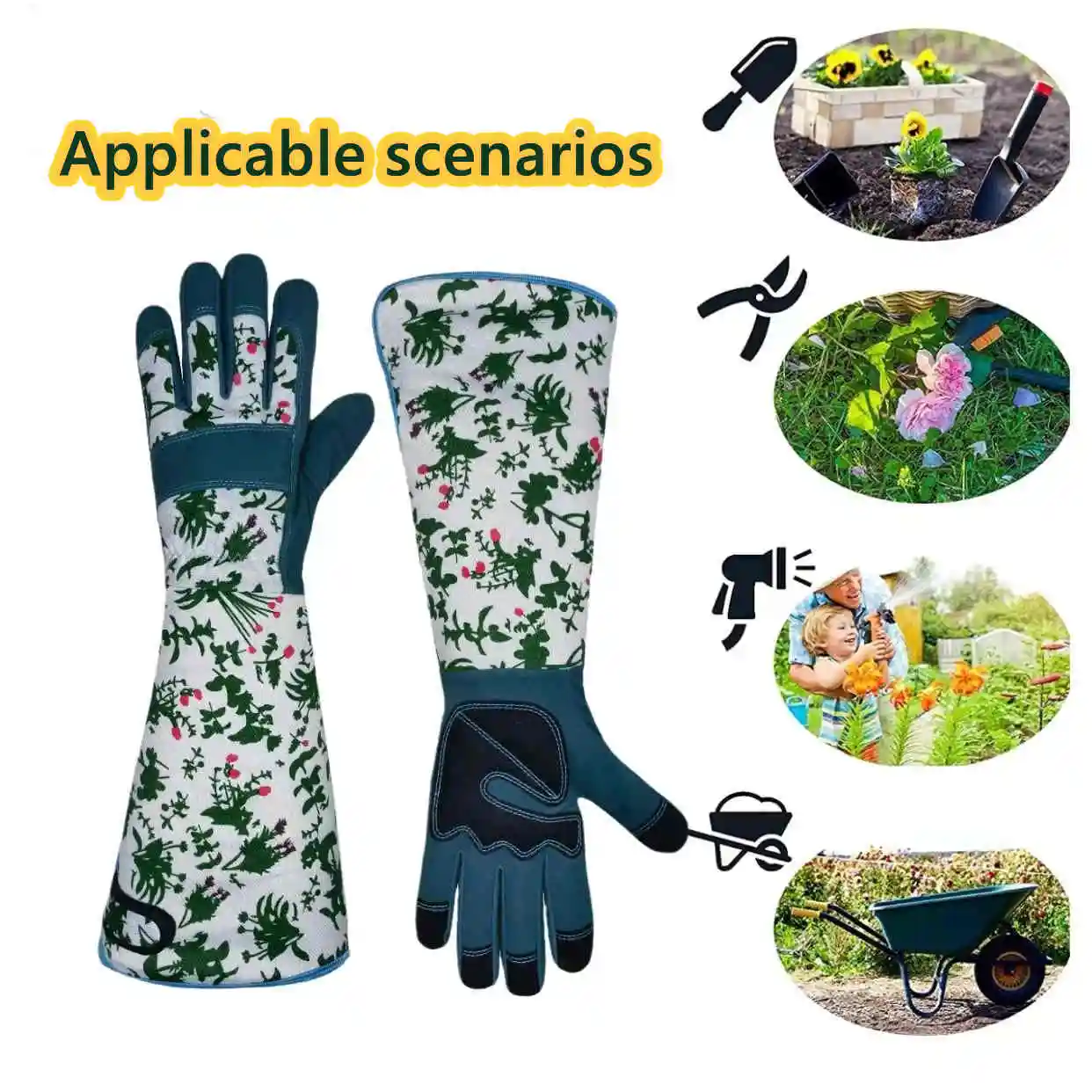 Women's Long Sleeve Gardening Gloves Polyester Light Protective Hand Wash Care Imported For Yard & Outdoor Work view 3