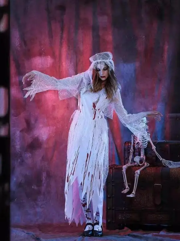 

Halloween Cosplay Bloody Ghost Bride Costume Women's Traditional Ethnic Stage Wear Custom-Made Quality Chinese Manufacturer