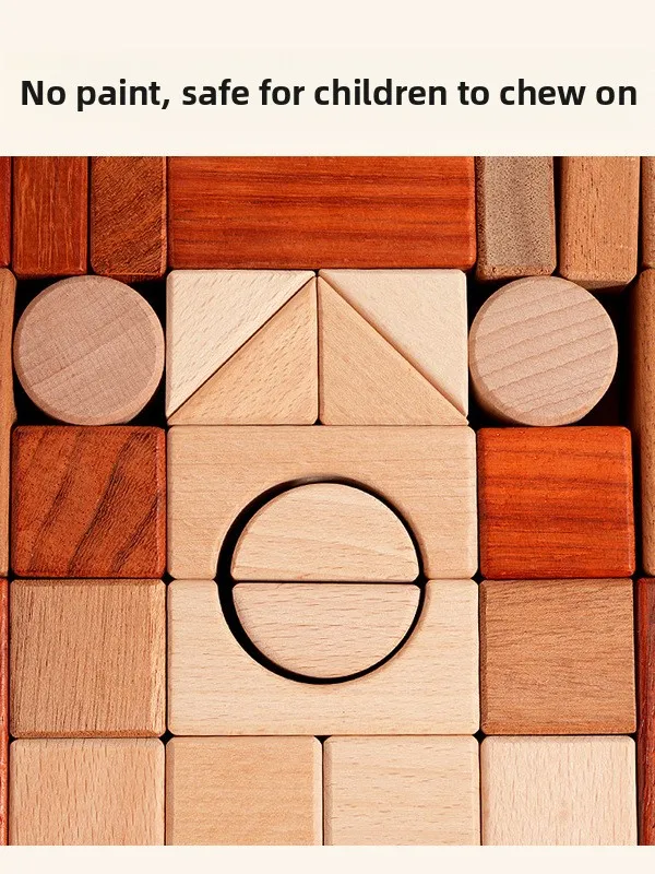 Educational Wooden Building Blocks Toys for Toddlers 0-3 Years Old Boys Girls Early Learning Intelligence Development Puzzle ...